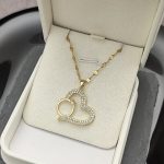 Ogrlica srce prsten sa kristalima zlatna