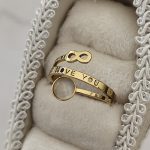 Luksuzan prsten sa kristalom I love you zlatni