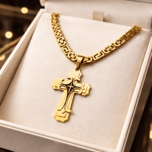 Grčki ključ lanac sa priveskom Lazarevog krsta