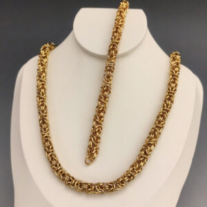 Pleteni kraljevski rad zlatni narukvica lanac komplet