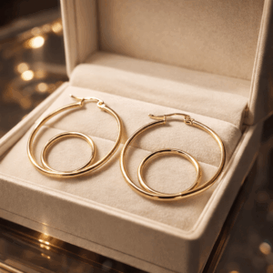 Minđuše sa dva kruga zlatna boja