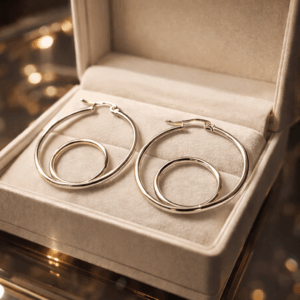 Minđuše sa dva kruga srebrna boja