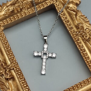 Lanac krst sa cirkonima srebrni