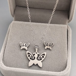 Set ogrlica minđuše leptir srebrni
