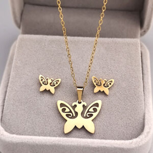 Set ogrlica minđuše leptir zlatni