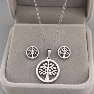Set ogrlica minđuše drvo života srebrni