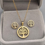 Set ogrlica minđuše drvo života zlatni