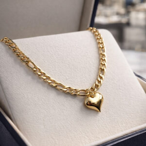 Lanac sa priveskom srca medaljon zlatna boja