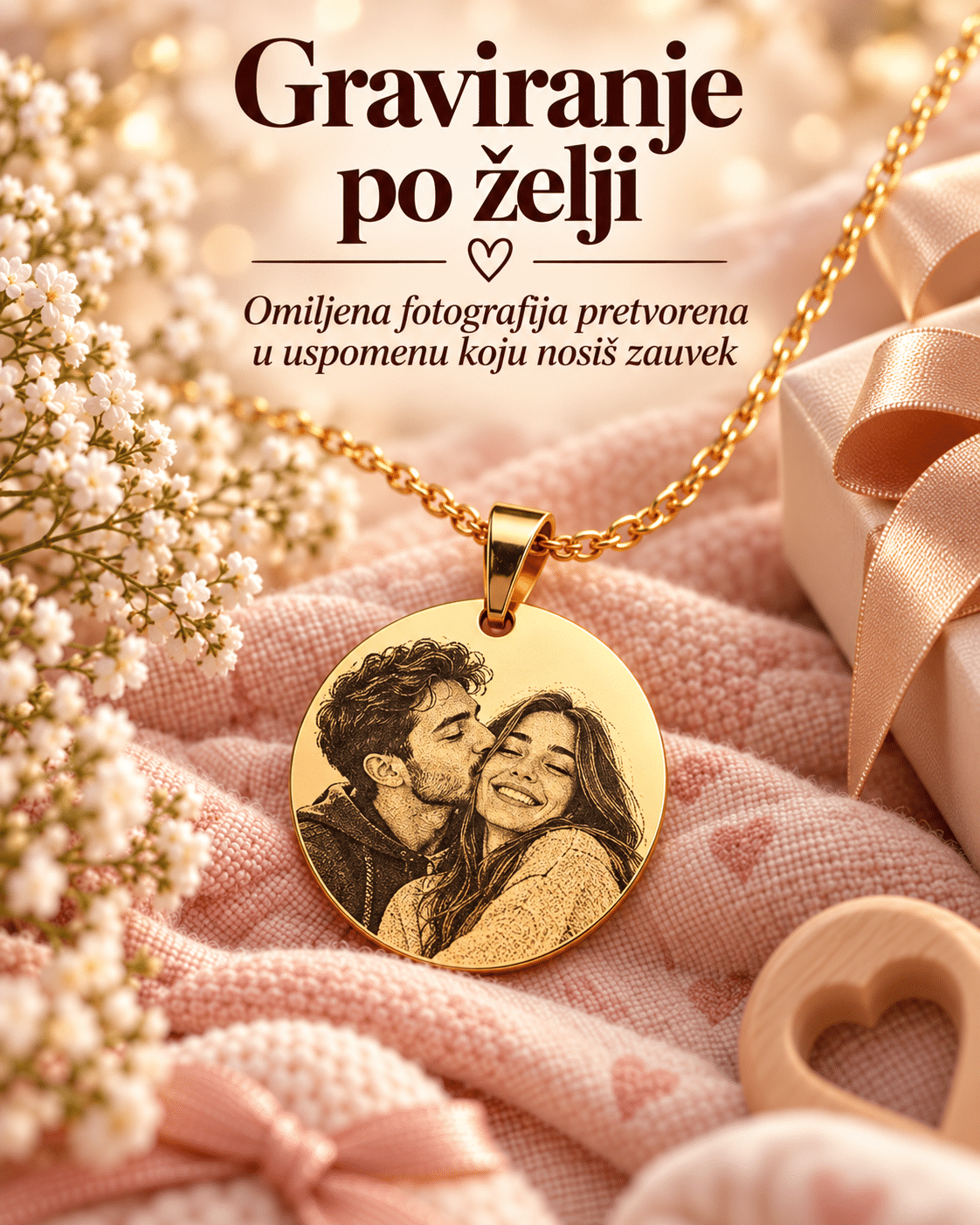 Personalizovana ogrlica sa gravurom fotografije – Royal